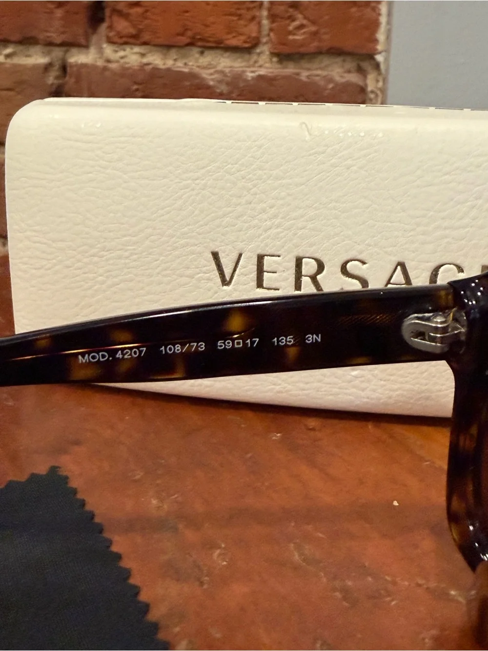 VERSACE 4207 108/73 Sunglasses Tortoise Dark Havana Greek Key w/ Case & Cloth